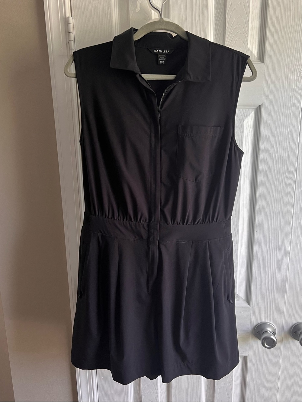 Athleta Brooklyn TALL Sleeveless Black Collared Romper - Picture 2 of 4